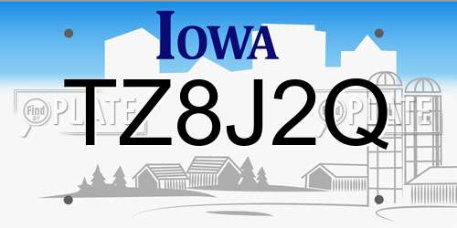 TZ8J2Q Iowa License Plate