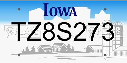 TZ8S273 Iowa License Plate
