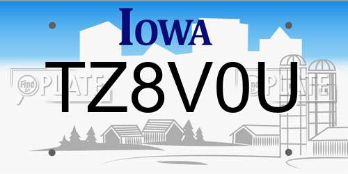 TZ8V0U Iowa License Plate