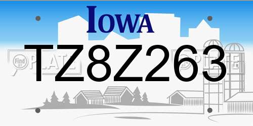 TZ8Z263 Iowa License Plate