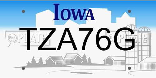 TZA76G Iowa License Plate