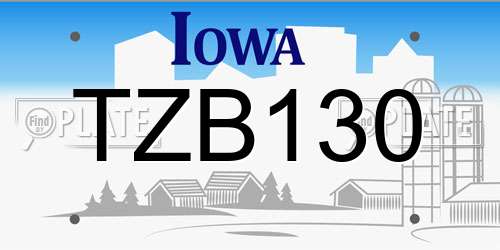TZB130 Iowa License Plate