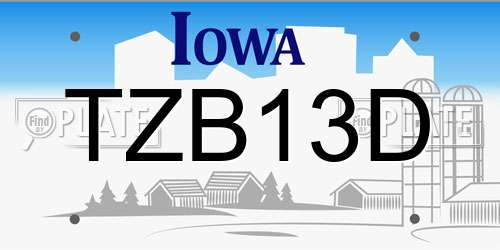 TZB13D Iowa License Plate