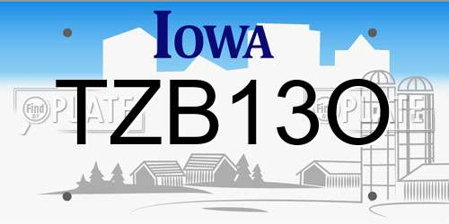 TZB13O Iowa License Plate