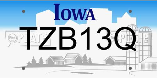 TZB13Q Iowa License Plate