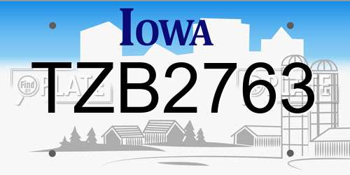 TZB2763 Iowa License Plate