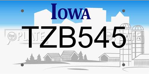 TZB545 Iowa License Plate
