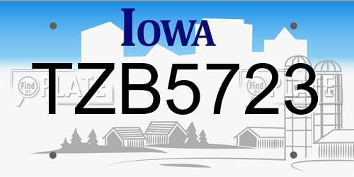 TZB5723 Iowa License Plate