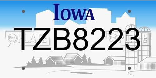 TZB8223 Iowa License Plate