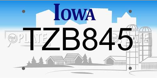 TZB845 Iowa License Plate