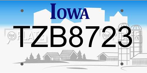 TZB8723 Iowa License Plate