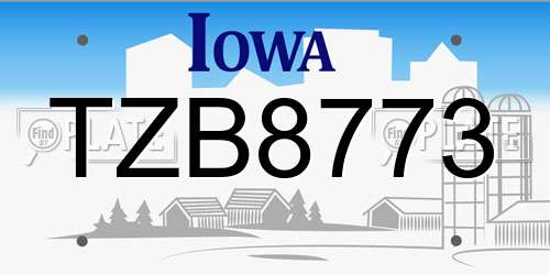 TZB8773 Iowa License Plate