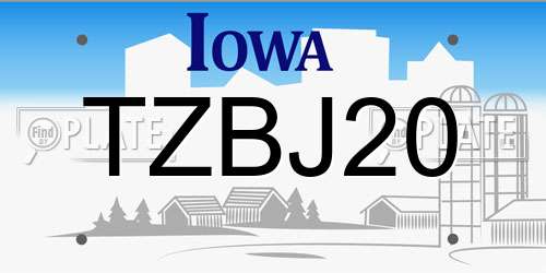 TZBJ20 Iowa License Plate