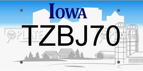 TZBJ70 Iowa License Plate