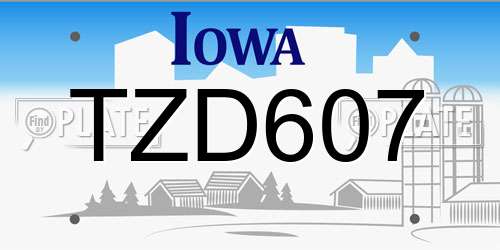 TZD607 Iowa License Plate