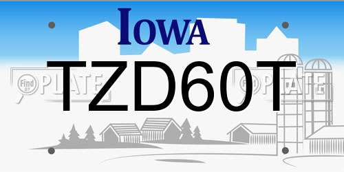 TZD60T Iowa License Plate