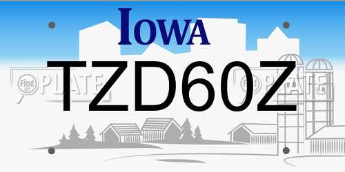 TZD60Z Iowa License Plate