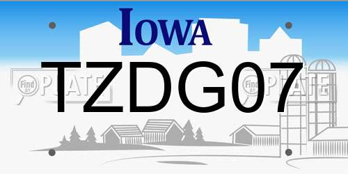 TZDG07 Iowa License Plate