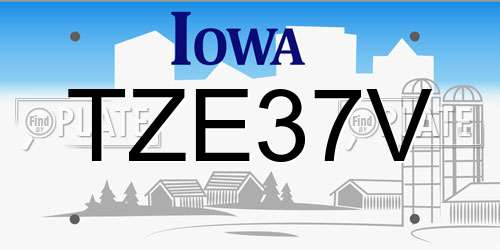 TZE37V Iowa License Plate
