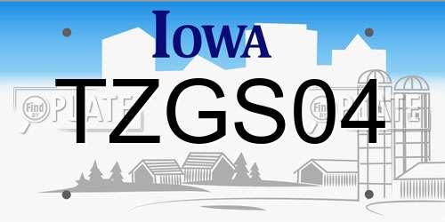 TZGS04 Iowa License Plate