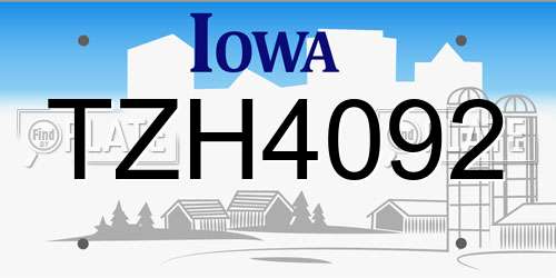 TZH4092 Iowa License Plate