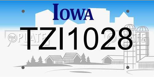 TZI1028 Iowa License Plate