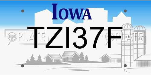 TZI37F Iowa License Plate
