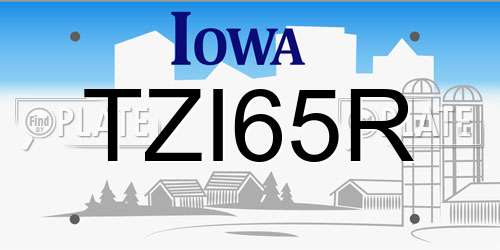 TZI65R Iowa License Plate