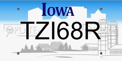 TZI68R Iowa License Plate