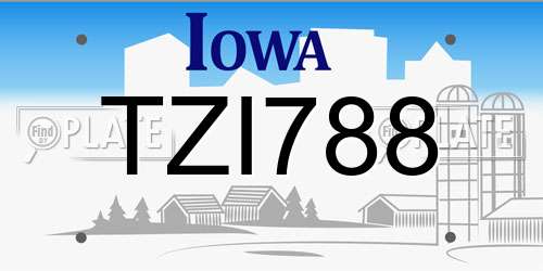 TZI788 Iowa License Plate