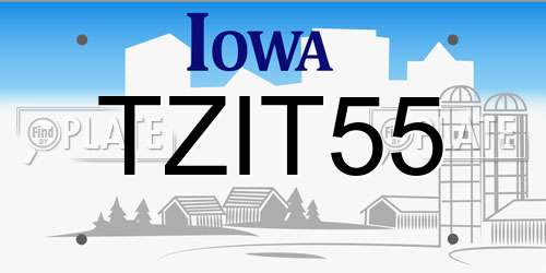 TZIT55 Iowa License Plate