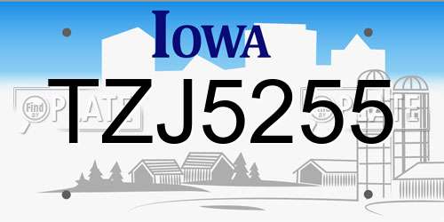TZJ5255 Iowa License Plate