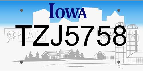 TZJ5758 Iowa License Plate