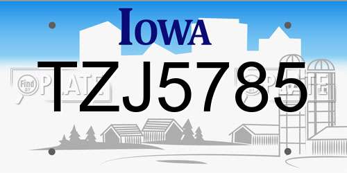 TZJ5785 Iowa License Plate