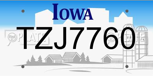 TZJ7760 Iowa License Plate