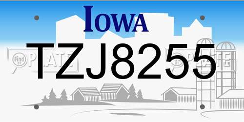 TZJ8255 Iowa License Plate