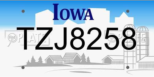 TZJ8258 Iowa License Plate