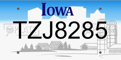 TZJ8285 Iowa License Plate