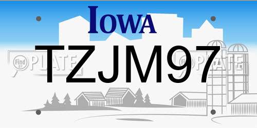 TZJM97 Iowa License Plate