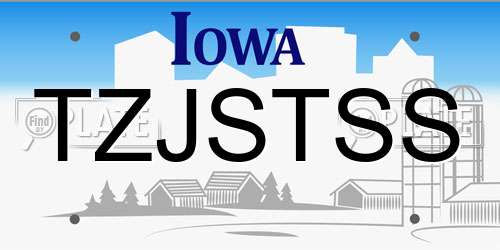 TZJSTSS Iowa License Plate