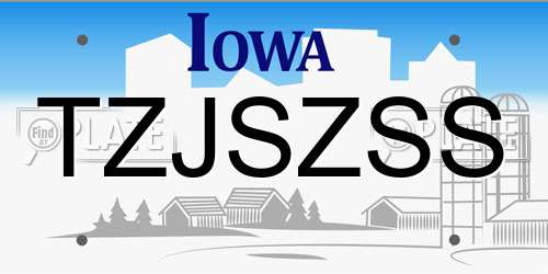 TZJSZSS Iowa License Plate