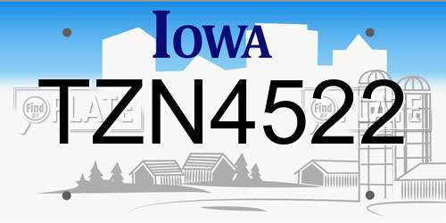 TZN4522 Iowa License Plate