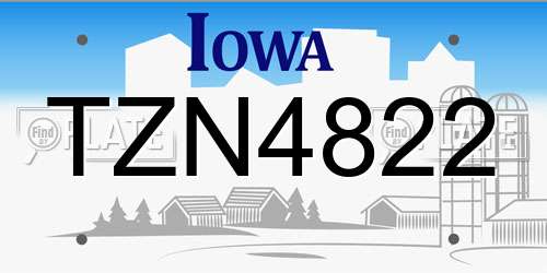 TZN4822 Iowa License Plate