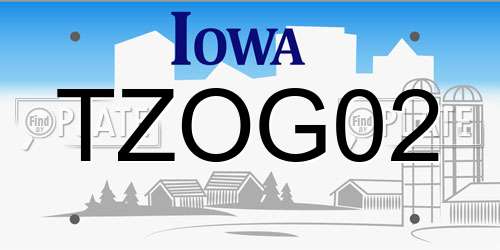 TZOG02 Iowa License Plate