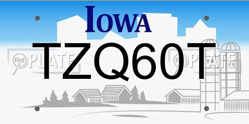 TZQ60T Iowa License Plate