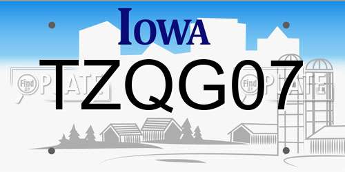 TZQG07 Iowa License Plate