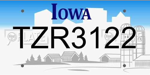 TZR3122 Iowa License Plate