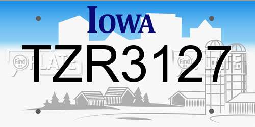 TZR3127 Iowa License Plate