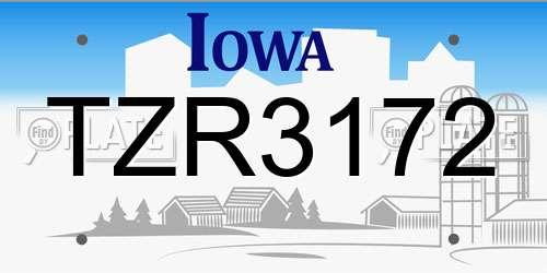 TZR3172 Iowa License Plate