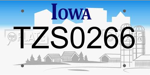 TZS0266 Iowa License Plate